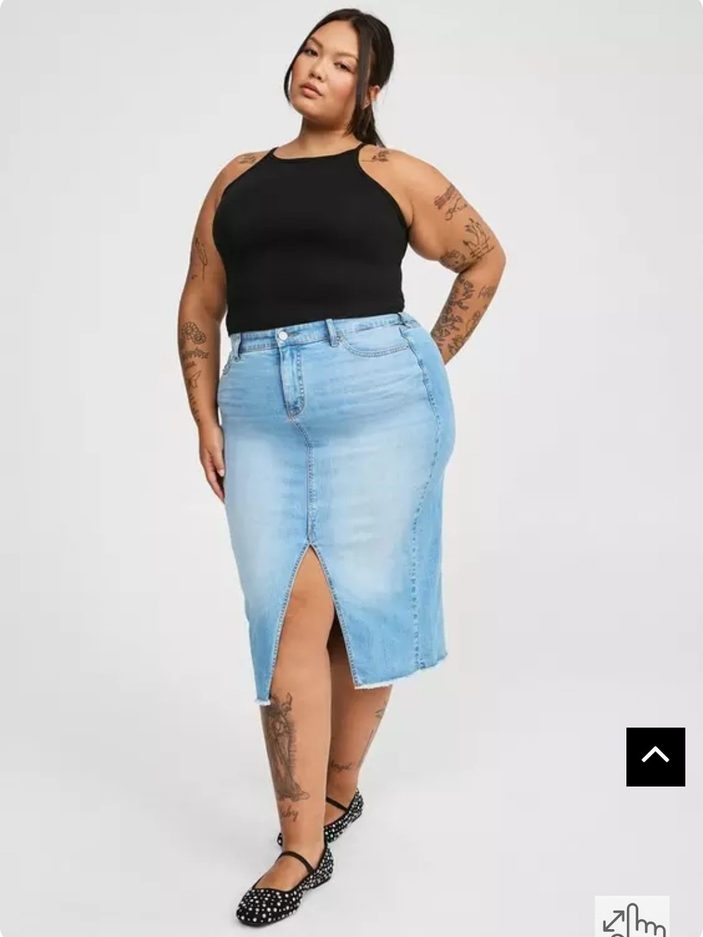 Torrid Light Blue Denim Midi Skirt with Front Slit